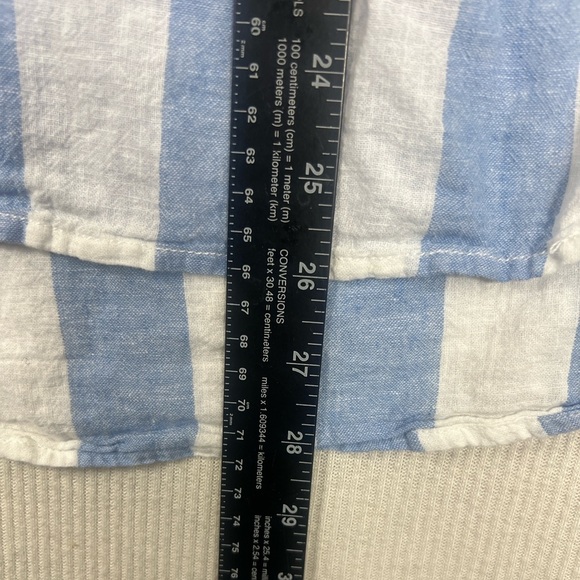 Beachlunchlounge Size XL Linen Blend Striped Top Blouse Button Front Nautical - Picture 4 of 6